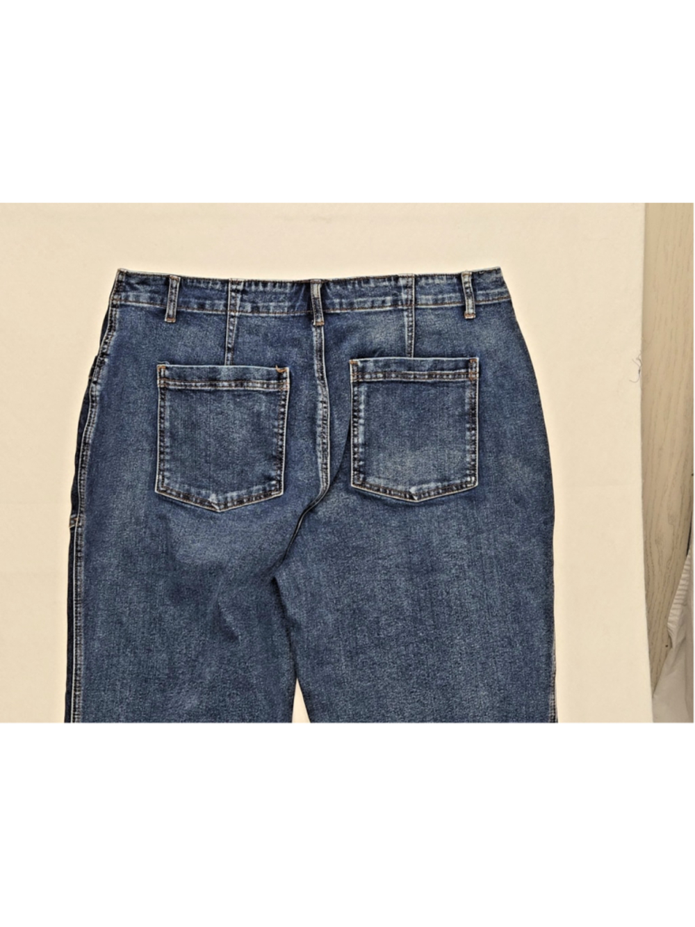 Flamingals 2XL Wide Leg Patch Pocket Crop Jeans High Rise Plus Dark Wash - Picture 7 of 8